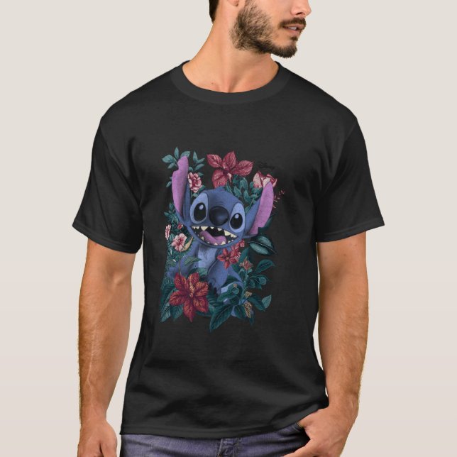 Camiseta Disney Lilo & Stitch Floral Garden Character Art (Frente)