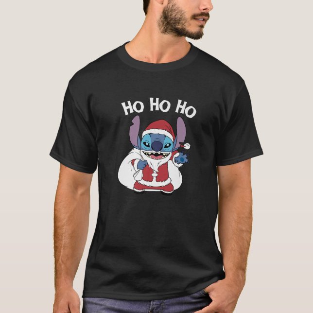Camiseta Disney Lilo Stitch Natal Papai Noel Stitch Ho (Frente)