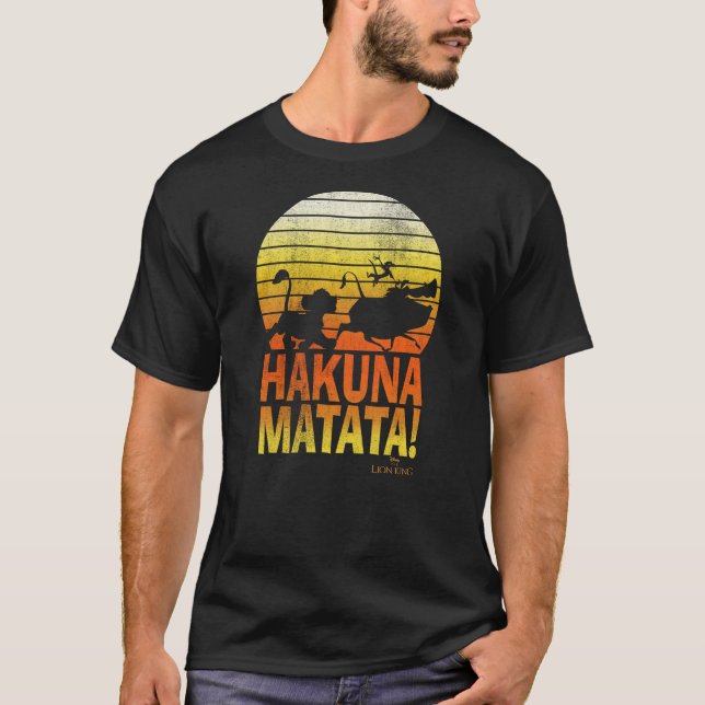 Camiseta Disney Lion King Hakuna Matata Retro Distressed Gr (Frente)