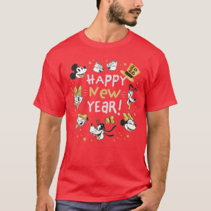 Camiseta Disney Mickey Friends Feliz Ano Novo 2026 Retro Pa
