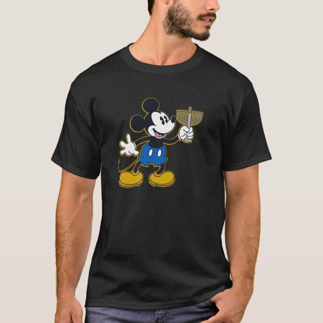 Camiseta Disney Mickey Mouse Hanukkah Menorah Happy Holiday (Frente)