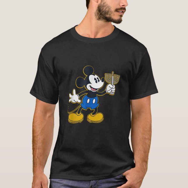 Camiseta Disney Mickey Mouse Hanukkah Menorah Happy Holiday (Frente)