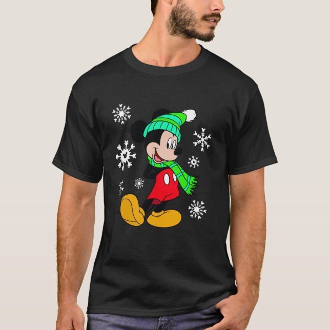 Camiseta Disney Mickey Mouse Holiday Snowflakes Retrato Ch (Frente)