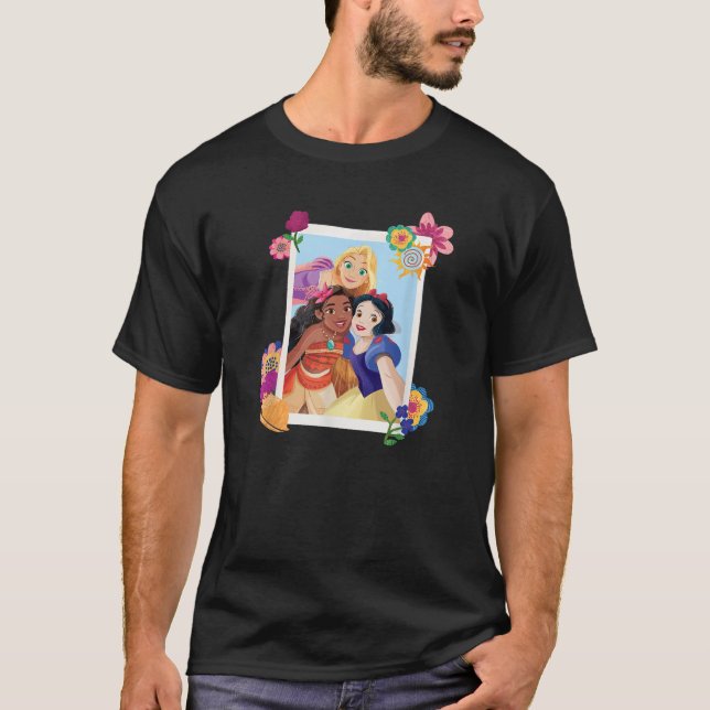 Camiseta Disney Princess Rapunzel Moana Snow White Polaroid (Frente)