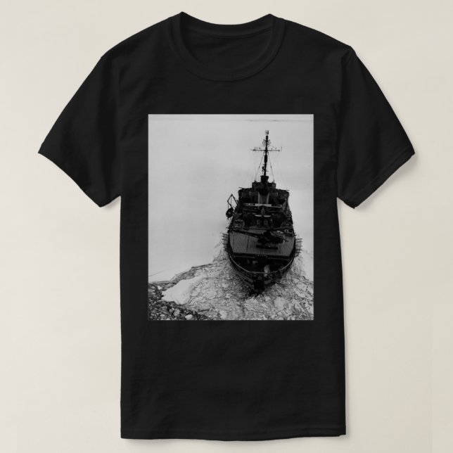 Camiseta Disparador de gelo com equipamento na Antártica (Frente do Design)