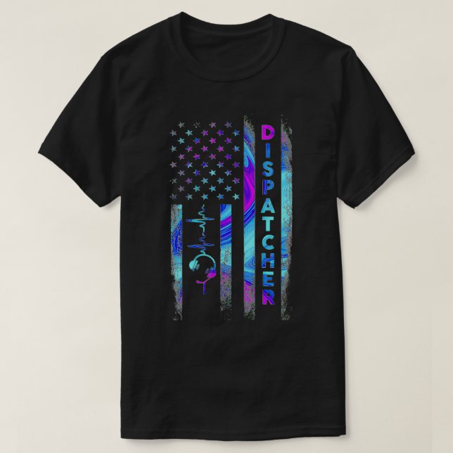 Camiseta Dispatcher American Flag Happy July 4th Day  (Frente do Design)