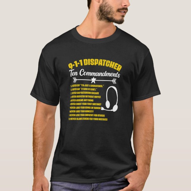 Camiseta Dispatcher Commandments Responder Dispatch 911 Dis (Frente)