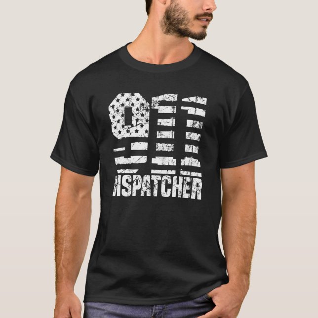 Camiseta Dispatcher Us Flag - Thin Gold Line Police 911 Dis (Frente)