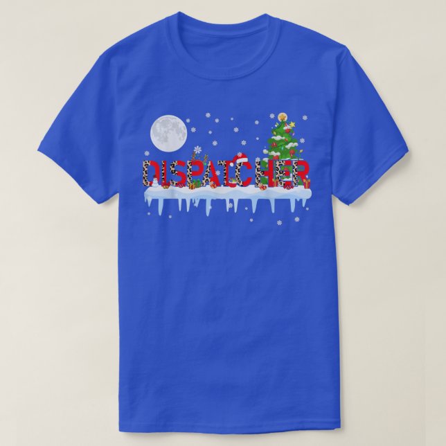 Camiseta Dispatcher Xmas Tree Light Leopard Santa Hat Reind (Frente do Design)