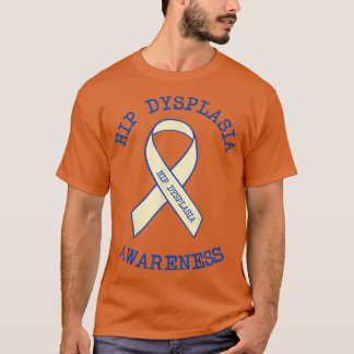 Camiseta Displasia da anca Sensibilização Floral Azul Friso