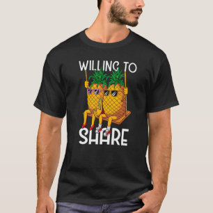 Camiseta Disposição para compartilhar o indicador de Casal 