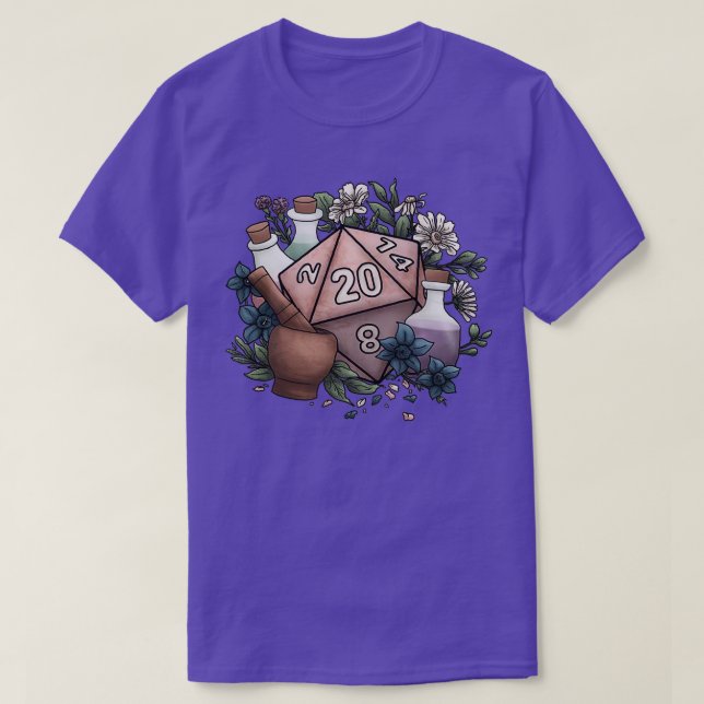 Camiseta Dispositivo de jogos Tabletop RPG Alchemist D20 (Frente do Design)