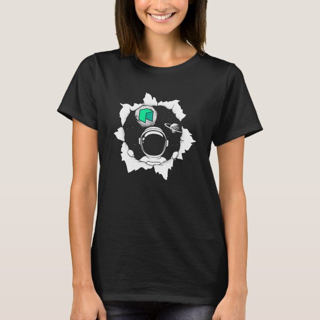 Camiseta Dispositivo de Lua do Espaço de Criptomoeda Neo (Frente)