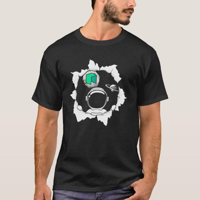 Camiseta Dispositivo de Lua do Espaço de Criptomoeda Neo (Frente)