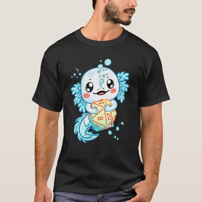 Camiseta Dispositivos Axolotl Para Dragões D20 Rpg Gamer Me (Frente)