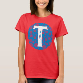 Camiseta Disquete pontos iniciais Paixão roxa círculo de lu