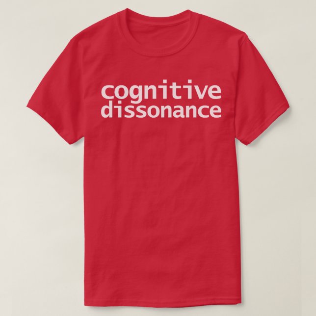 Camiseta Dissonância cognitiva Texto branco mínimo da tipog (Frente do Design)