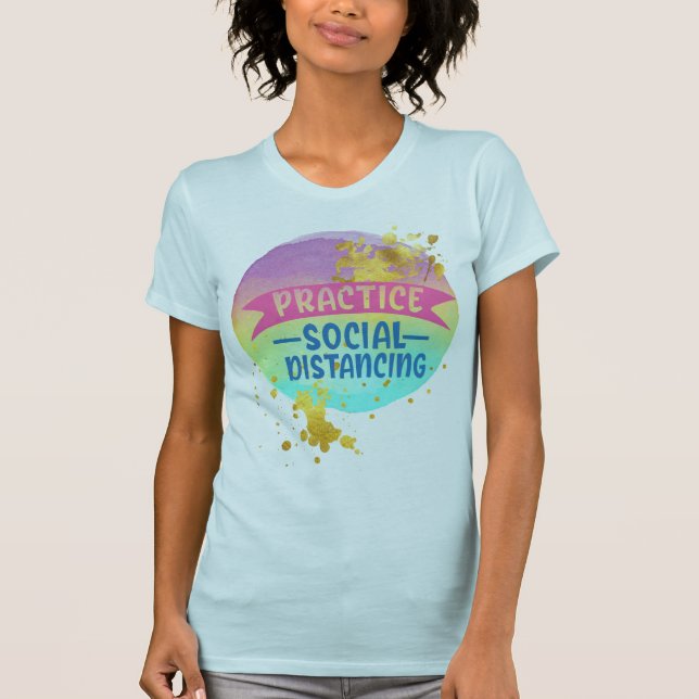 Camiseta Distância social - Esfera de aquarela - Flechas Do (Frente)