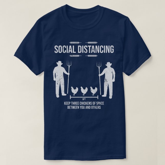 Camiseta Distância Social Três Frangos Do Agricultor Espaci (Frente do Design)