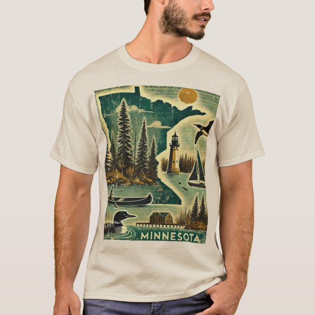 Camiseta Distante Grunge Minnesota (Frente)