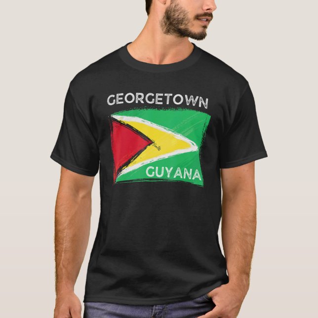 Camiseta Distante Guyana Flag Georgetown Guyana Guyana Ro (Frente)