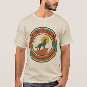 Camiseta Distintivo da Lua Uivante do Lobo Retro Chamada da