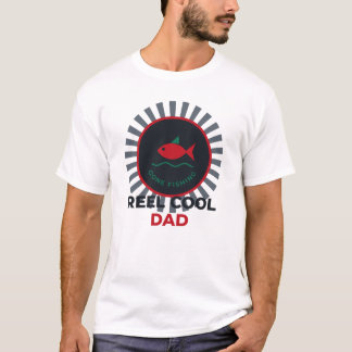 Camiseta Distintivo de Pesca Vintage Reel Cool Dad Dia dos