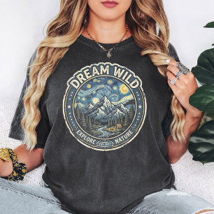 Camiseta Distintivo Montanha Explorar Natureza Selvagem