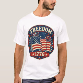 Camiseta Distintivo Patriótico Bandeira Americana Liberdade