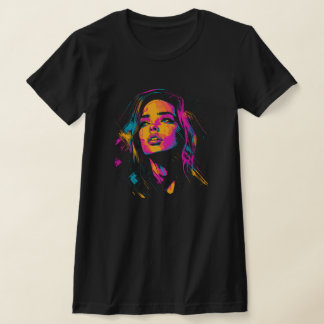 Camiseta Distorção vívida - Pop de Retrato com Falha