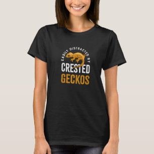 Camiseta Distração de Geckos Cute Lizard Crested Geckos