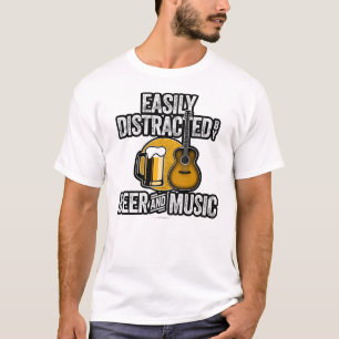 Camiseta Distração fácil de cerveja e música