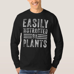 Camiseta Distração Fácil Por Plantas Retro Plant Garden Lov
