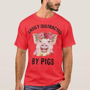 Camiseta Distraída Facilmente Por Piglet Floral Watercolor