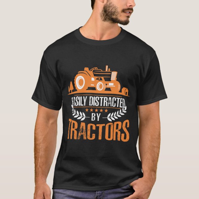 Camiseta Distraído da Fazenda de Trator (Frente)