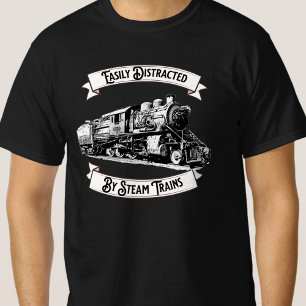 Camiseta Distraído Facilmente Pela Ferrovia Do Motor De Com