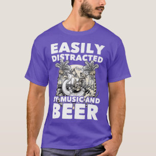 Camiseta Distraído Facilmente Pela Música E Pelo Esqueleto
