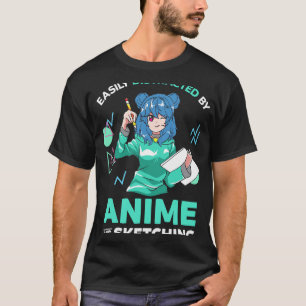 Camiseta Distraído Facilmente pelo Anime e Desenhando Gir A