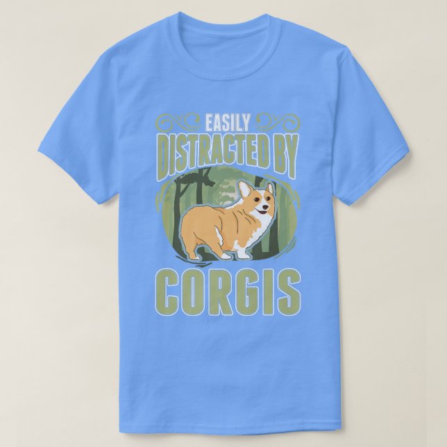 Camiseta Distraído Facilmente Pelo Corgis-930 (Frente do Design)
