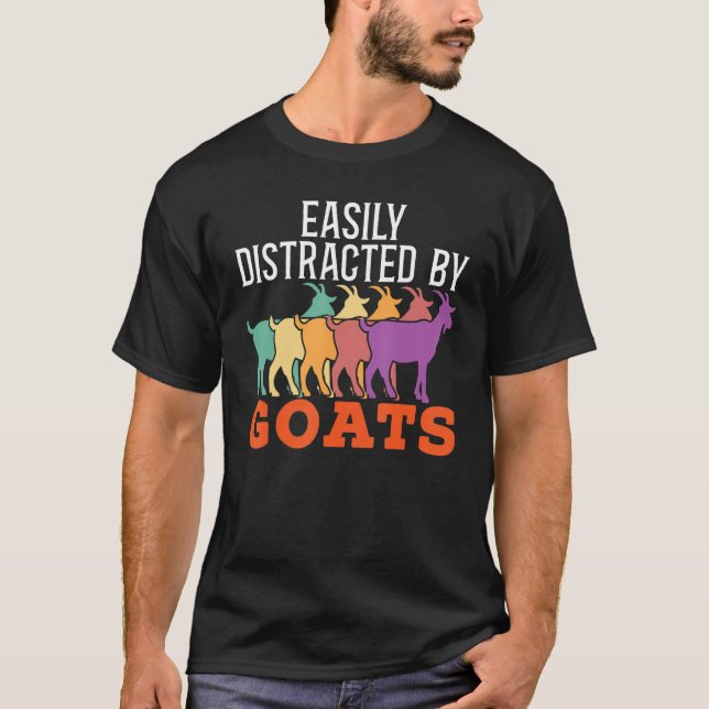 Camiseta Distraido Facilmente Pelo Fator De Caprinos De Cap (Frente)