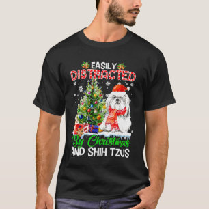 Camiseta Distraído Facilmente Pelo Natal E Cachorro X