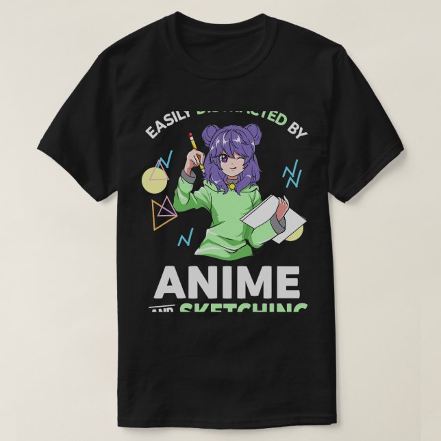 Camiseta Distraído Facilmente por anime e equipe de anime d (Frente do Design)