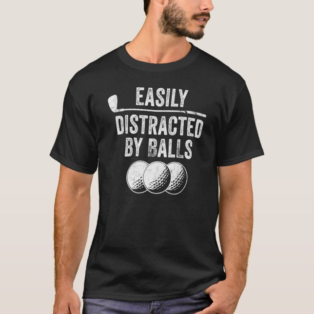 Camiseta Distraído facilmente por Balls Golf Ball Putt Vint (Frente)