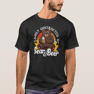 Camiseta Distraído facilmente por Bear e Beer Wild Ret
