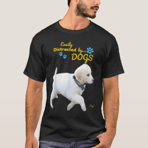 Camiseta Distraído Facilmente Por Cães Divertidos E Animado