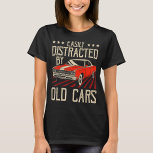 Camiseta Distraído Facilmente Por Carros Velhos Engraçados