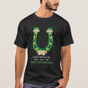Camiseta Distraído Facilmente Por Cavalos E Margarita Engra