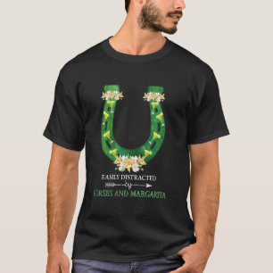 Camiseta Distraído Facilmente Por Cavalos E Margarita Engra