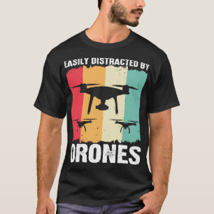 Camiseta Distraído Facilmente Por Drone Vintage 2