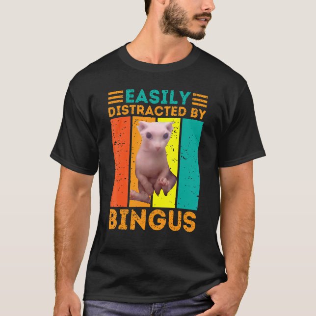 Camiseta Distraído Facilmente Por Gato Sphynx Sem Cabelo De (Frente)